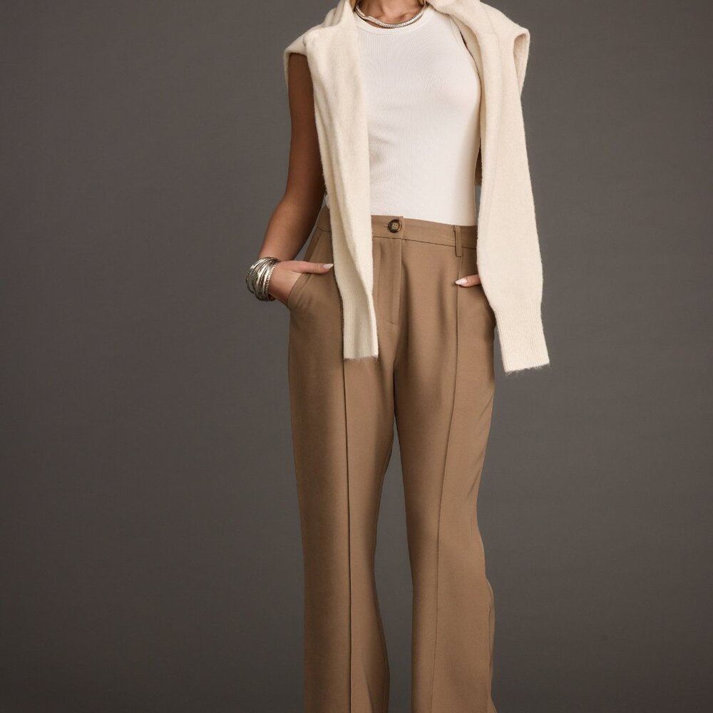 12th Tribe Virginia Taupe Seamed Slim Leg Trousers Size LL